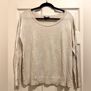 American Eagle tan sweater with lace back detail